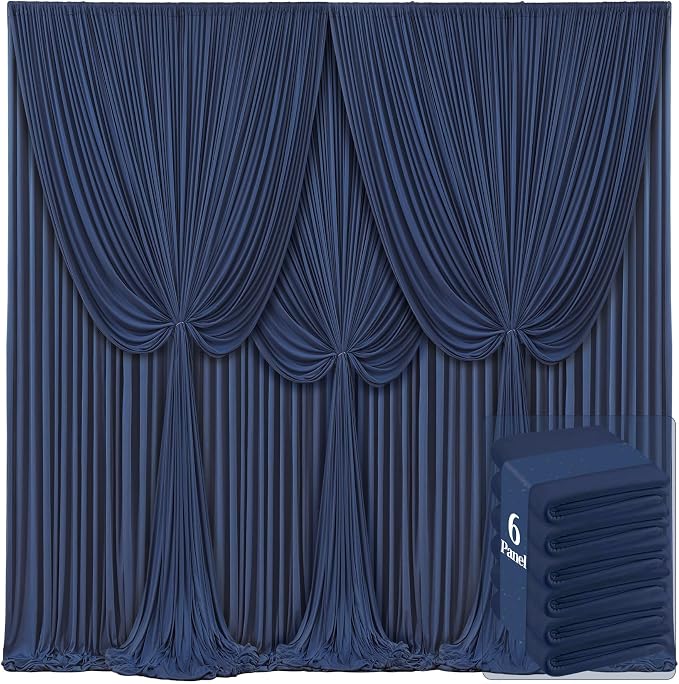 6 Panels Navy Blue Backdrop Curtains by Tao-GePartyDecorations