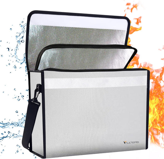 Fireproof Document Bag with Lockable Zipper - 2000°F Heat Resistant & Waterproof Bag with Reflective Strip, Shoulder Strap - Fireproof Money Box & Document Organizer for Home, Office, Travel