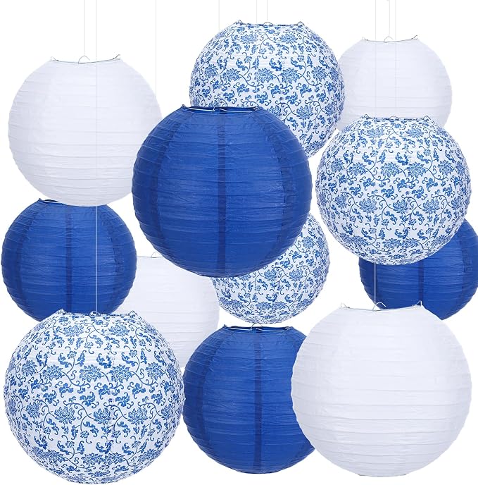 Riakrum 18 Pcs Paper Lantern Set 10" 8" Round Lantern Chinese Japanese Hanging by Riakrum