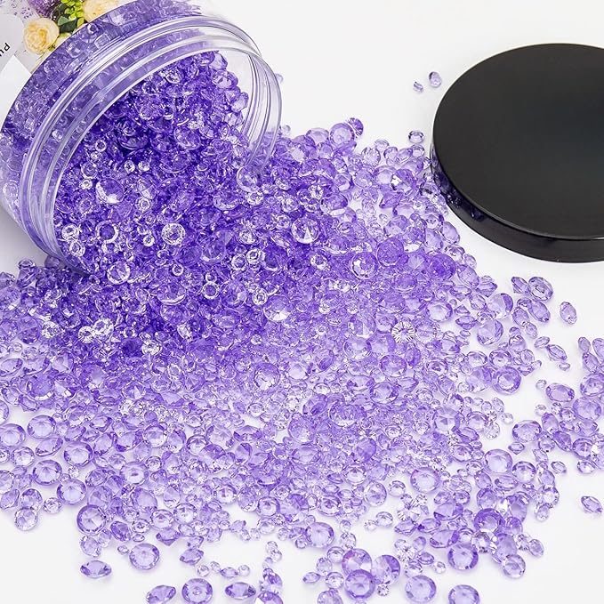 Vase Fillers for Centerpieces Home Deco,8700 Pieces Purple Diamond Table Confetti,Fake Plastic Gems for Bridal Shower,Wedding & Party Decorations