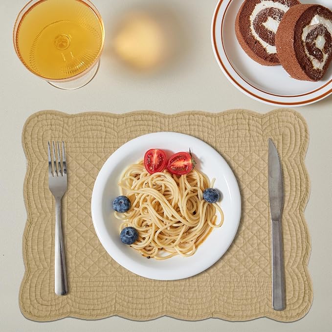 HOMBYS Quilted Placemats Set of 6 Washable-13x18 inches Rectangular Placemats - Image 3