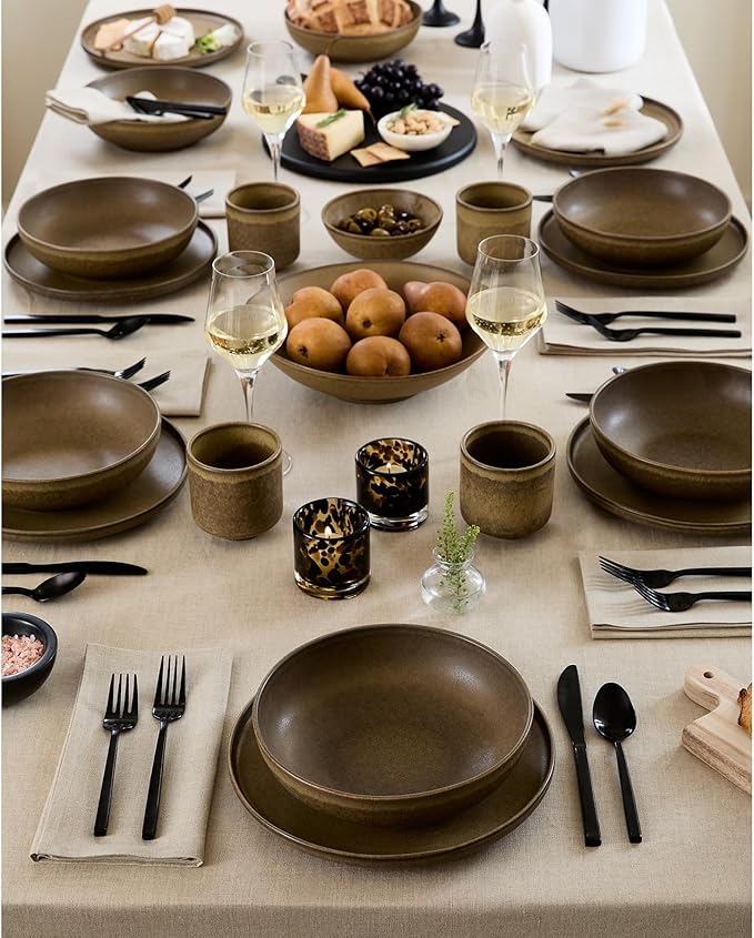 Solino Home Natural Linen Tablecloth 60 x 60 Inch - 100% Pure Linen Table Cloth - Fete, Machine Washable Tablecloth for Fall, Autumn, Thanksgiving, Christmas, Holiday