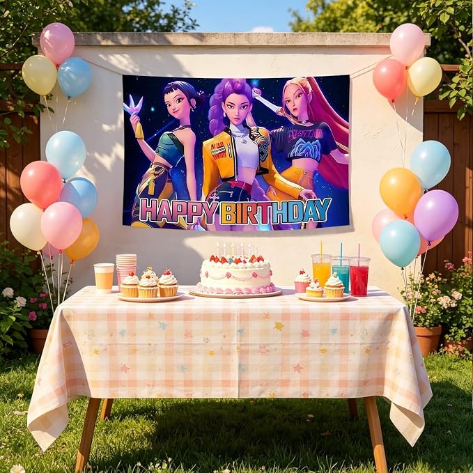 Cartoon Birthday Party Decorations, Happy Birthday Banner Backdrop - Image 7