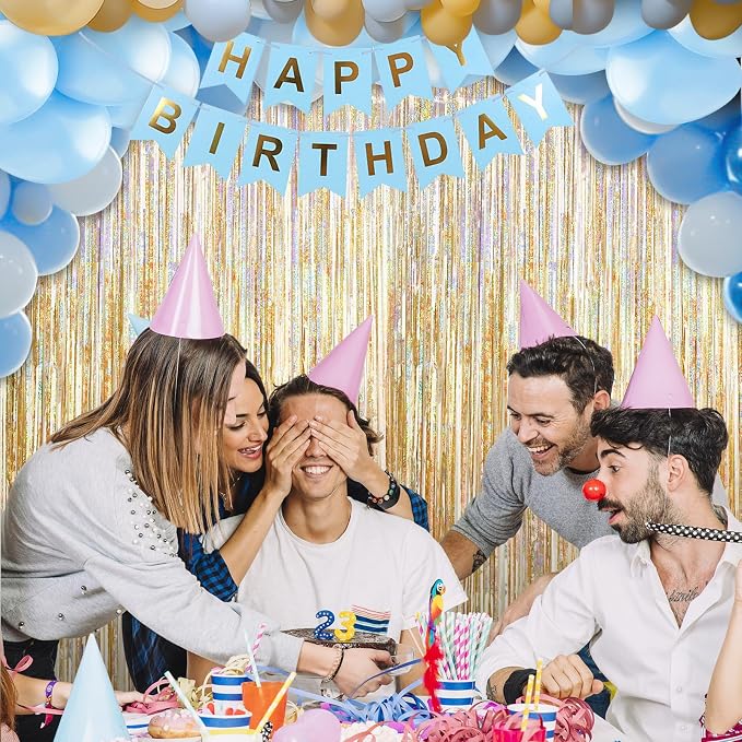 3 Pack 3.3 x 9.9 ft Holographic Champagne Gold Streamers Party Decorations | - Image 8