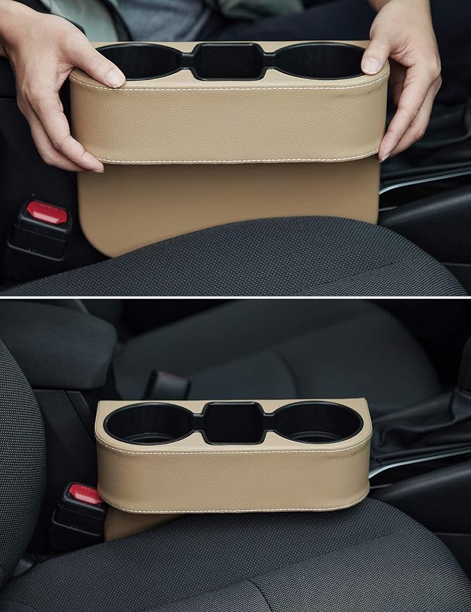 Cup Holder for Car, Console Side Pocket, PU Leather Cover, Front Seat Organizer - Image 5