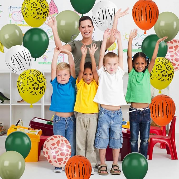 Sage Green & Olive Green Animal Print Safari Balloons - Image 6