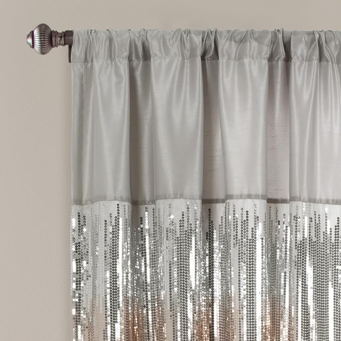 Lush Decor Night Sky Window Curtain Panel, Single 42"W x 63"L Gray & Blush - Image 2