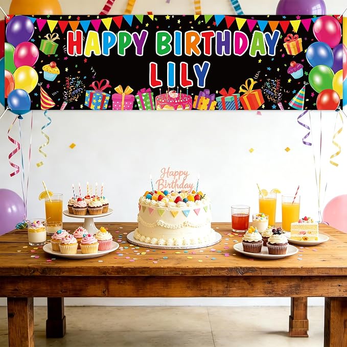 Lonfliness Personalized Birthday Banner Happy Birthday Party Decor Custom DIY - Image 6