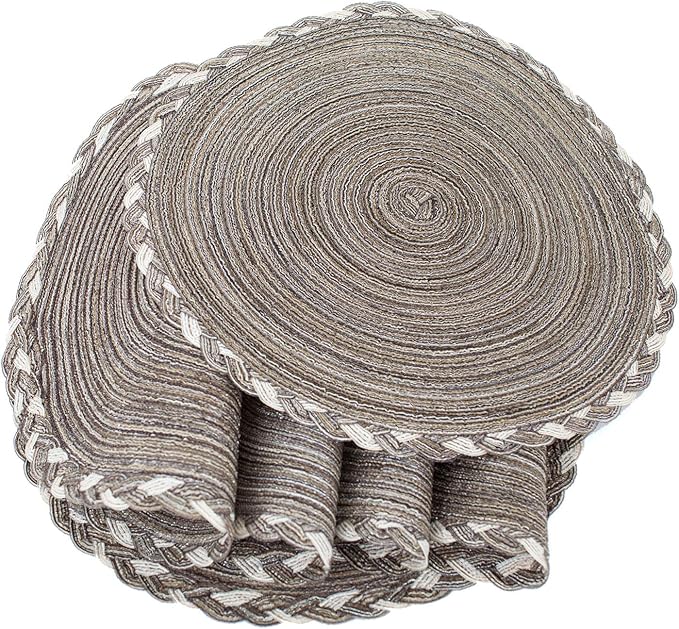 SHACOS Round Placemats Set of 6 Braided Glitter Round Table Placemats 15 inch - Image 5