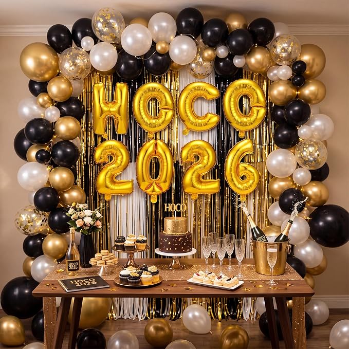 8 Pcs HOCO 2026 Foil Letter Balloons, 16 Inch Gold Alphabet Balloon Banner - Image 3