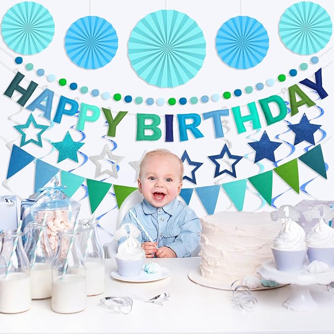 3D Happy Birthday Banner, Pre-Strung Felt Party Decorations | Ready-to-Hang 3D - Image 6