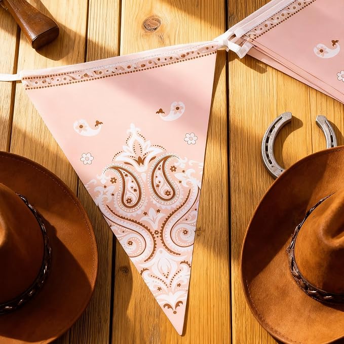 Boao 5 Pack Western Cowboy Party Decorations Bandana Pennant Banner Wild West - Image 3
