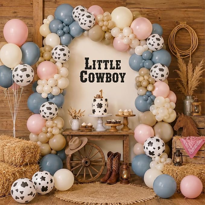 Cow Print Balloons, 12 Inch Baby Pink Blue Cow Print Latex Balloons - Image 6
