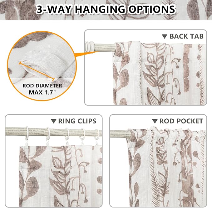 Boho Curtains for Bedroom Linen Style Boho Curtains 84 Inches Long 2 Panels - Image 3