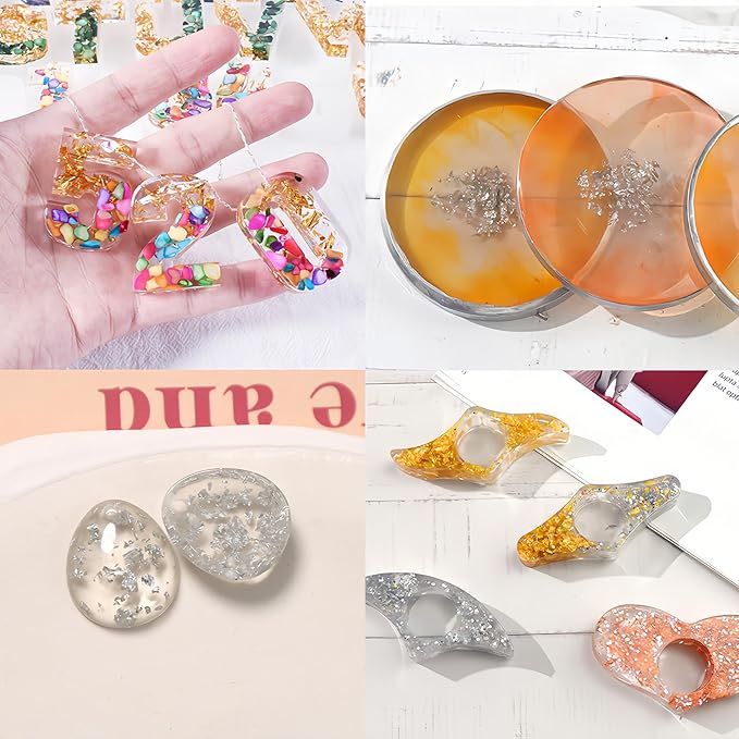 Joyzan Gold Flakes, Gold Foil Leaf Decoration Imitation Metallic Chocolates Baking Sheet Cake Decor Tweezers Resin Cooking Dessert Makeup Nail Art DIY Craft Jewelry Making Painting Slime 20g 2 Bottles