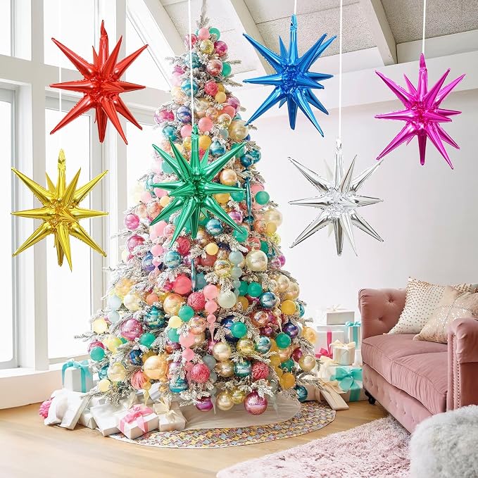 HILAVO 6PCS Star Balloons, 22Inch Large Colorful Star Balloon Foil Balloons - Image 8