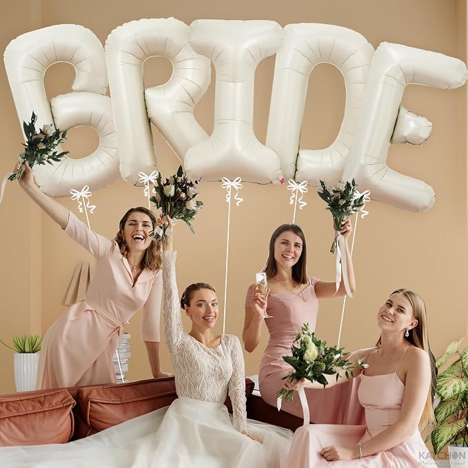 KatchOn white Bride Balloons Beige 40 Inch, Bachelorette Party Decorations | - Image 5