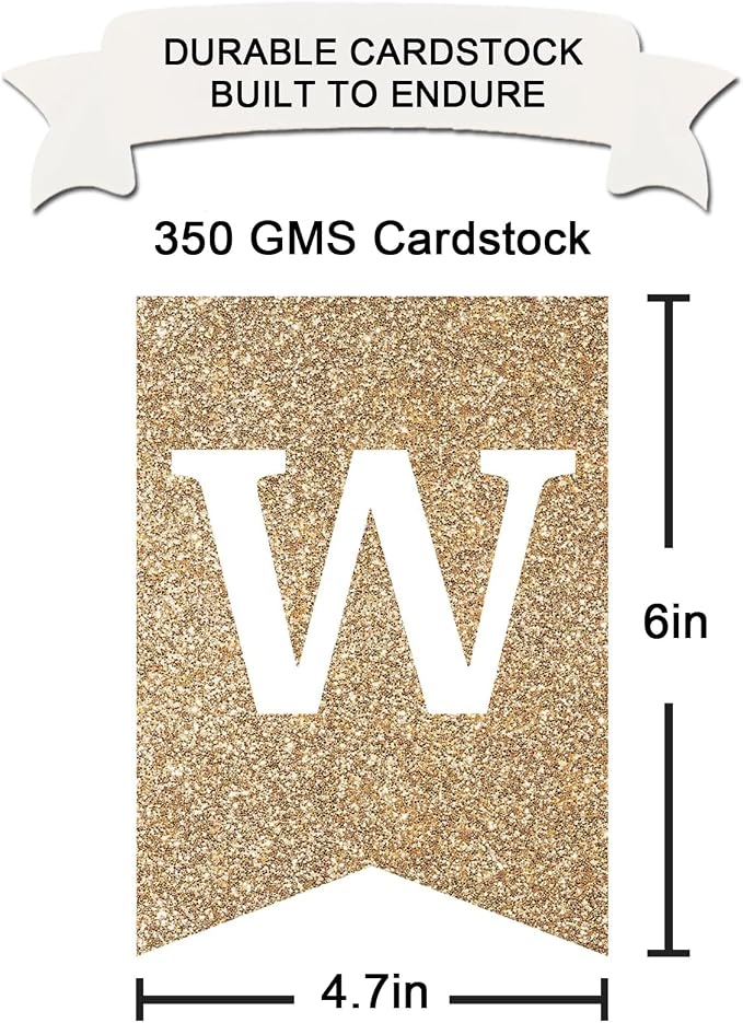 Glitter Gold Welcome Home Banner, Fully Assembled, 8 ft Strand | Ready to Hang - Image 6