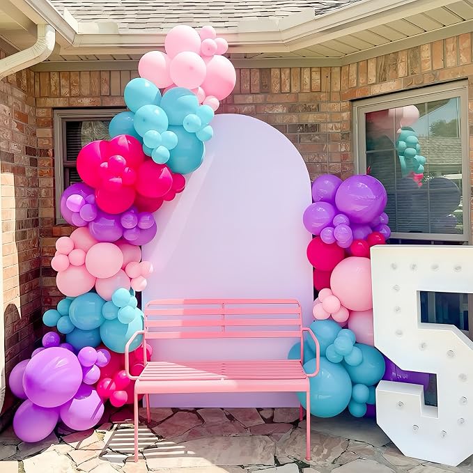 HILAVO Pink Purple Blue Balloons 60 Pcs Hot Pink Light Pink Teal Purple Latex - Image 4