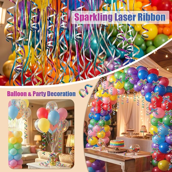 500 Yards Curling Ribbon Balloon String, 1/5" Wide Rainbow Ribbon Curling - Image 4