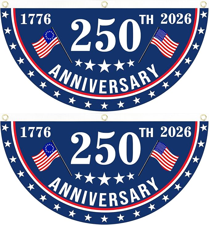 2PCS USA Anniversary 250th Flag, 1.5X3 FT Anniversary Fan Flags, Yard Signs by Unknown