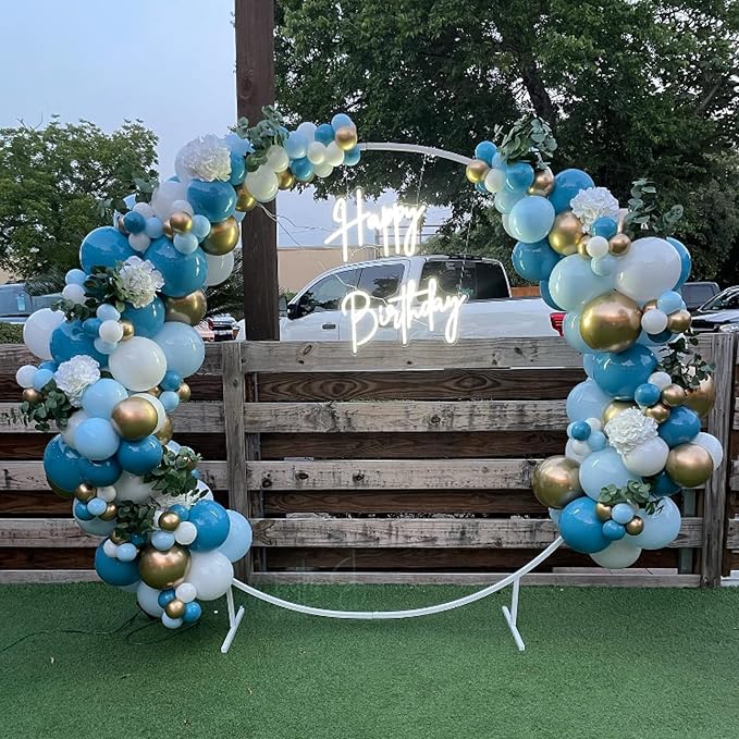 Blue Gold White Latex Balloons, 50 Pack 12 Inches light Blue Balloons Helium - Image 6