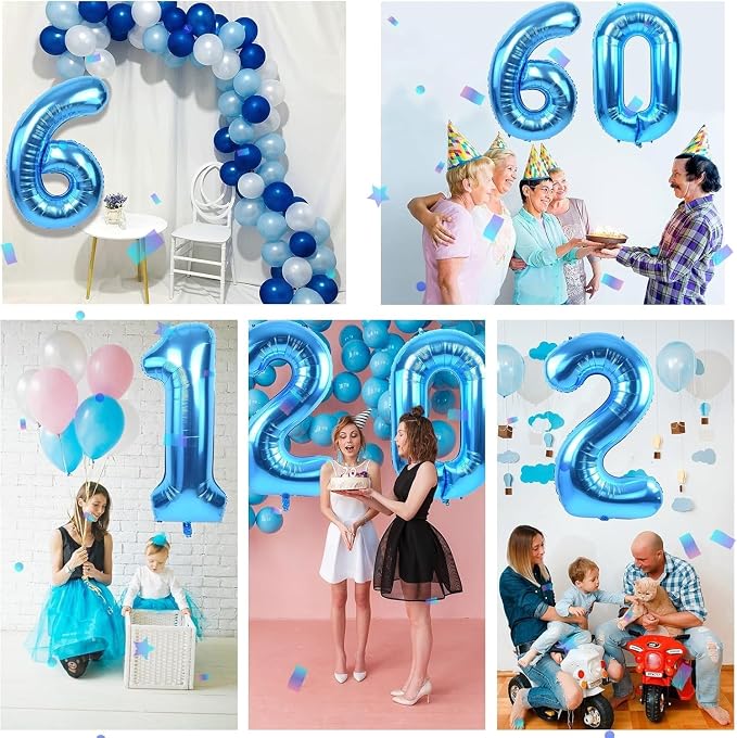 40 inch Blue Number Balloon Giant Foil Helium Balloons Blue Number 2 Balloon - Image 4