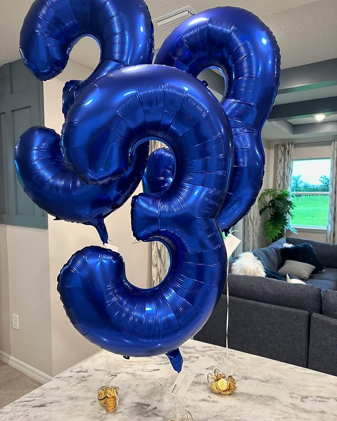 40 Inch Night Blue Number 9 Balloon, 9th Blue Birthday Party Decorations | 40 - Image 3