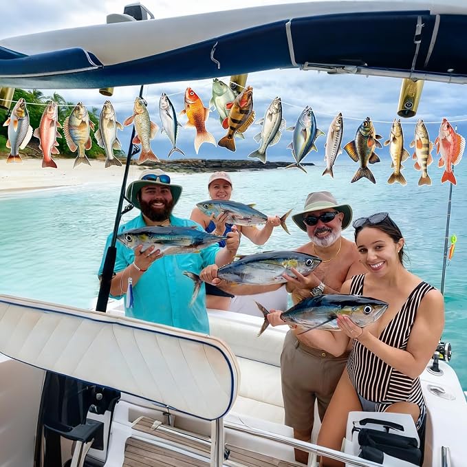 Hooqict Fishing Hanging Banner Garland Fish Birthday Party Banner - Image 5