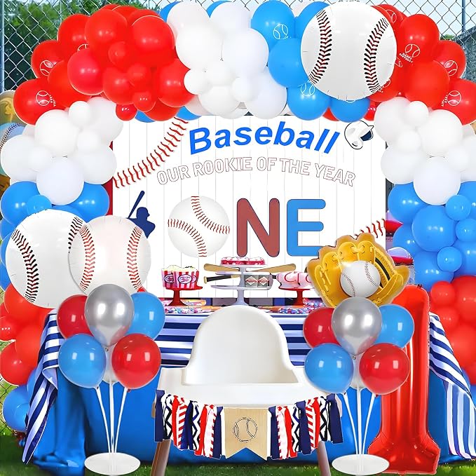 4 Sets Baseball Party Balloons Stand Kit, Baseball Party Balloon Centerpiece - Image 7