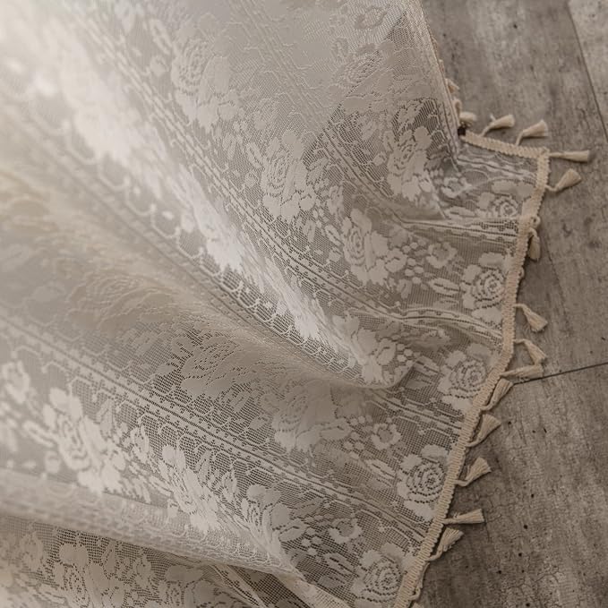 Sutuo Home Beige Boho Curtains for Living Room Bedroom, Bohemian Crochet - Image 3