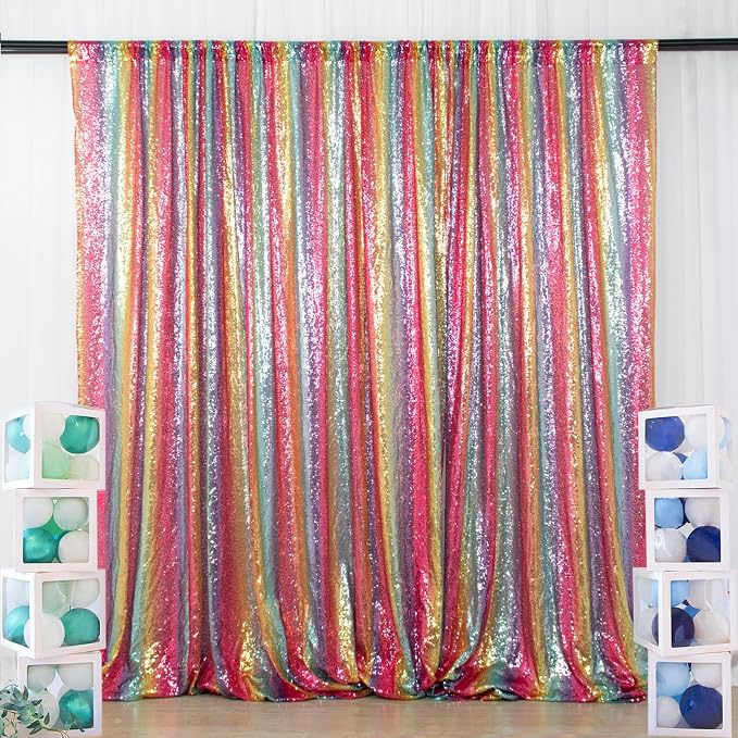 ShinyBeauty 7FTx7FT Glitter Rainbow Backdrop - Image 2