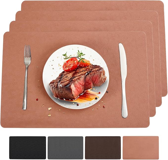 Vinyl Placemats Set of 4 Heat Resistant Easy Clean Non-Slip Place Mats by BxzanDya-LifeSmartMaker