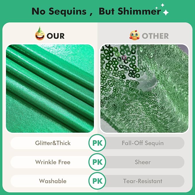 10ftx10ft Green Sequin Backdrop Curtain - Image 2