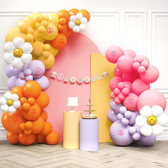 HOUSE OF PARTY Rainbow Balloon Arch Kit – 140Pcs Assorted Color Balloon Garland by HouseOfParty
