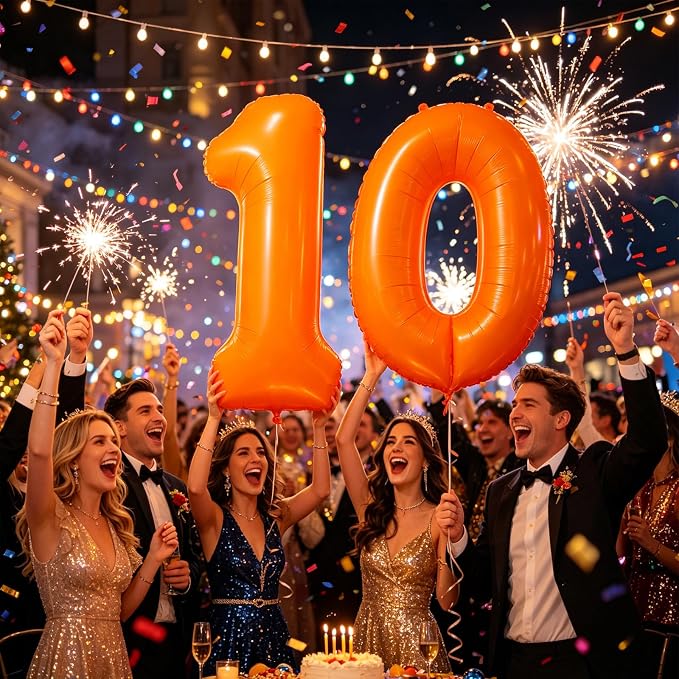 Fluorescent Orange Number Balloon 40 inch Giant Foil Helium Balloons Orange - Image 6