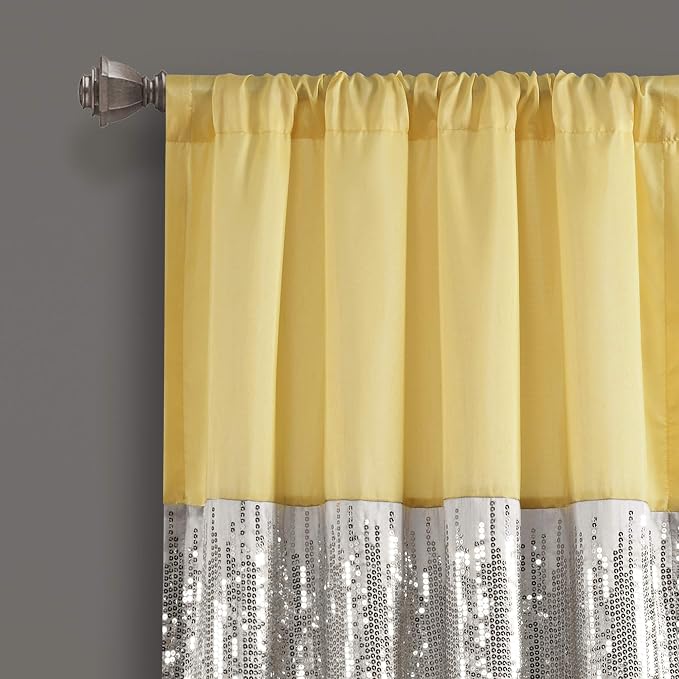 Lush Decor Night Sky Window Curtain Panel, Single 42"W x 95"L Yellow & Gray - Image 2