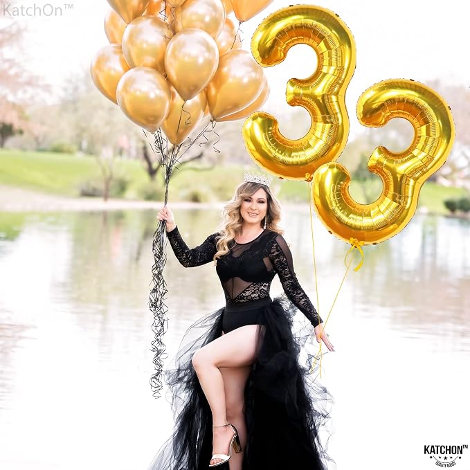 KatchOn 33 Balloon Numbers Gold 40 Inch | Gold 33 Number Balloon - Image 8