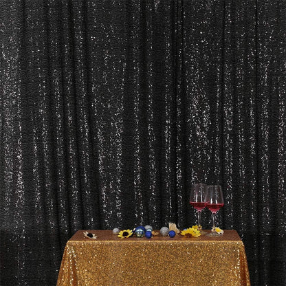 Eternal Beauty Black Sequin Backdrop, 8x8 Ft Halloween Glitter Background Curtains for Shimmer Photography Party Wedding Birthday Back Drop Decor