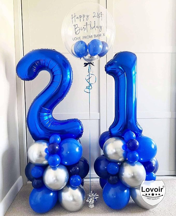 Navy Blue 21 Number Balloons, 40 Inch Giant Number 21 Balloons Foil Mylar - Image 5