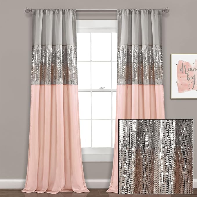 Lush Decor Night Sky Window Curtain Panel, Single 42"W x 108"L Gray & Blush - Image 8