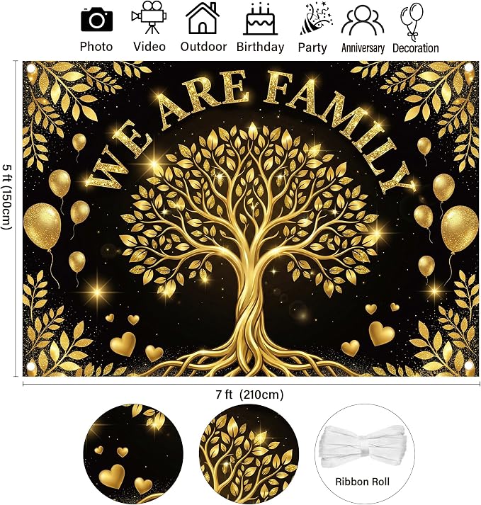 Family Reunion Backdrop Decorations 7x5ft - Image 3