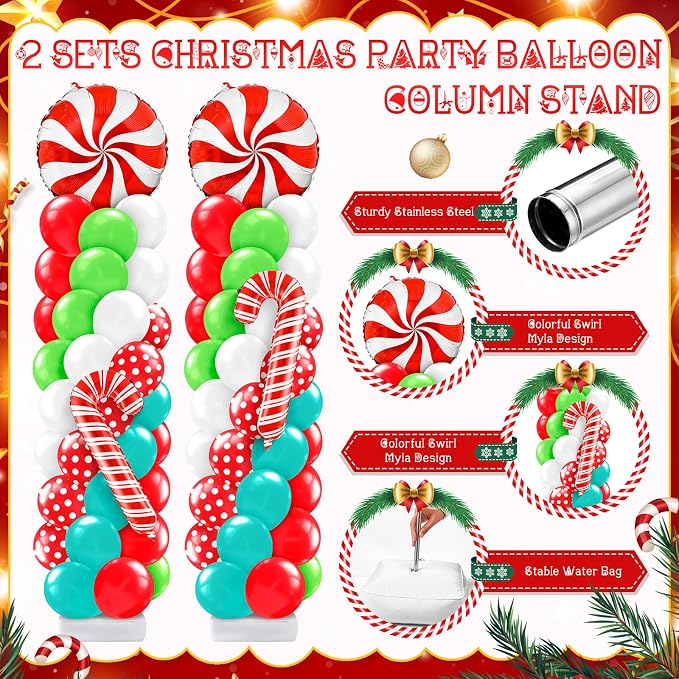 Kasyat 2 Sets Christmas Balloon Column Stand Kit - Image 3