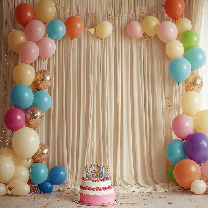 30ft x 10ft Wrinkle Free Champagne Backdrop Curtains - Image 4