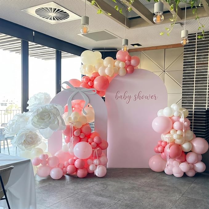 Dusty Pink Balloons, 12 Inch Boho Pastel Light Pink and White Balloons - Image 4