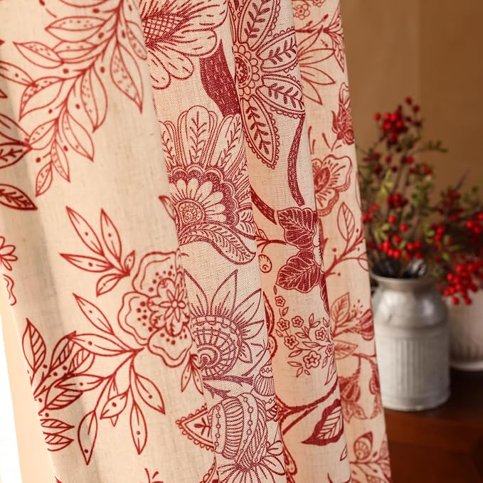 Designer Elegant Linen Printed Curtains, 2 Panels, kitchen Bedroom Living Room - Image 8