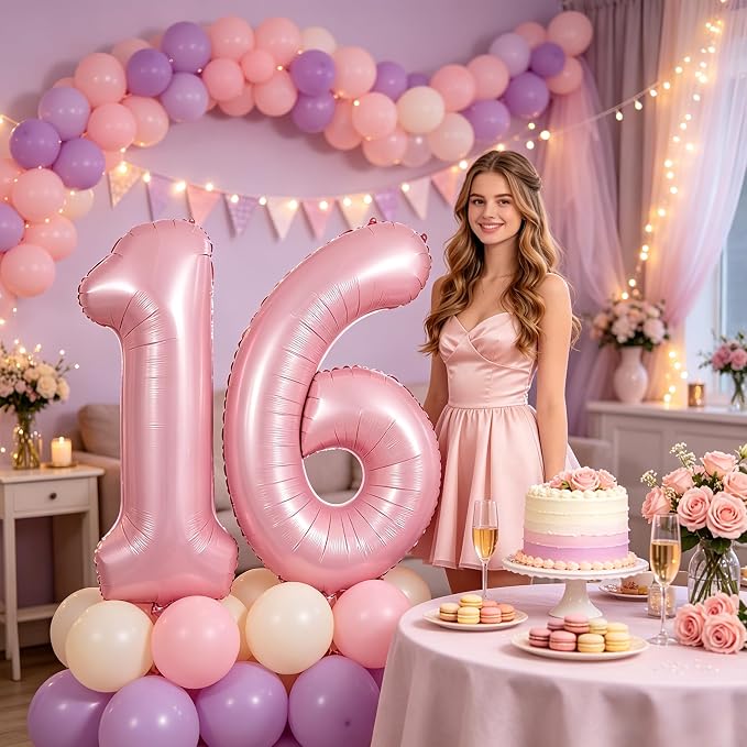TONIFUL 40 Inch Pastel Pink Number 6 Balloons Large Foil 6th Birthday Decor | - Image 5