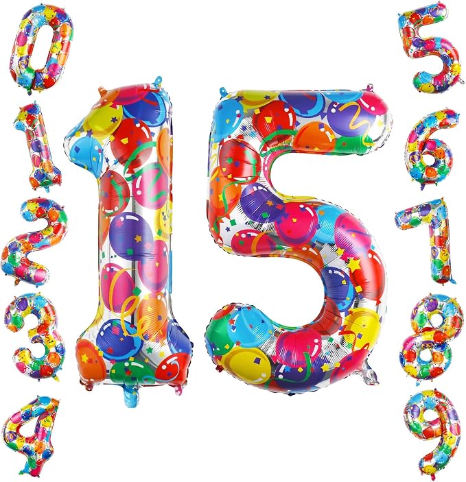 40 Inch Number 15 Balloon Set Large Foil Balloons by TNCDJKPA