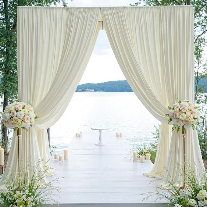 30ft×12ft Wrinkle Free Ivory Backdrop Curtain - Image 2