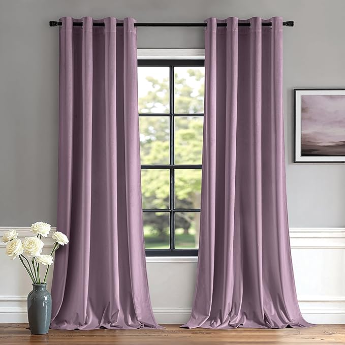 MIULEE Velvet Curtains Lavender 52 x 90 Inch Length Set of 2 | Grommet Drapes by MIULEE